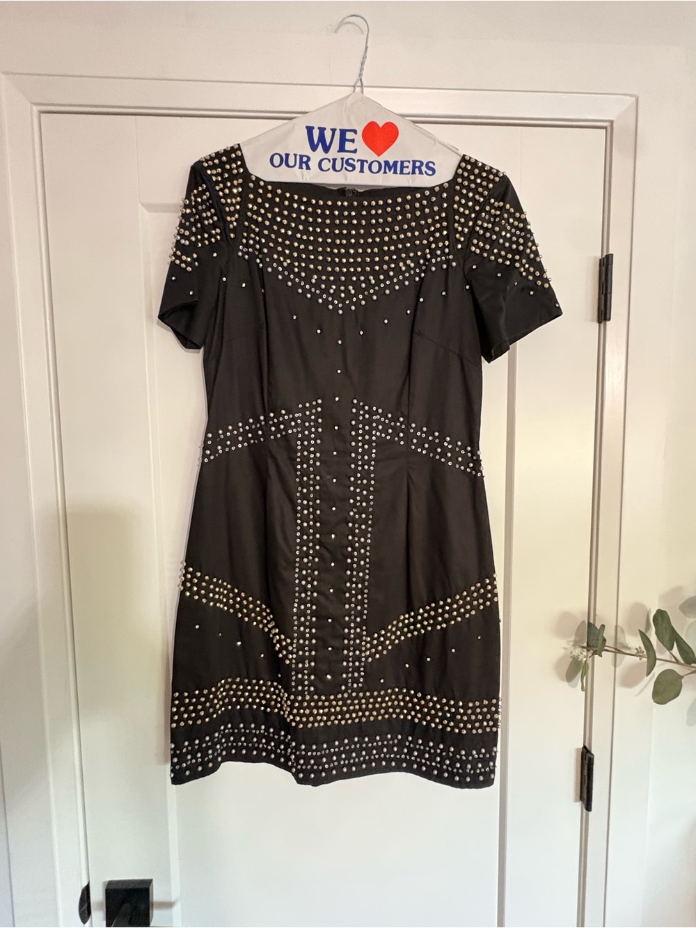 French Connection Black Mini Dress with Silver Studs